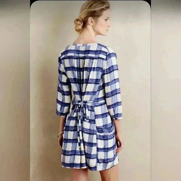 Maeve Anthropologie Devery Plaid Mini Belted Dress Small Women's - Picture 3 of 15
